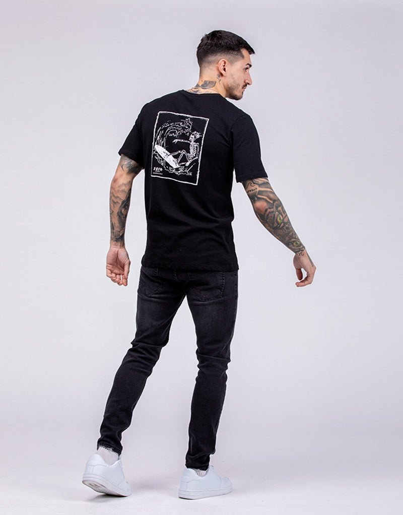 Camiseta vintage de surf con calavera CaliforniaCamisetas manga cortaNegroS