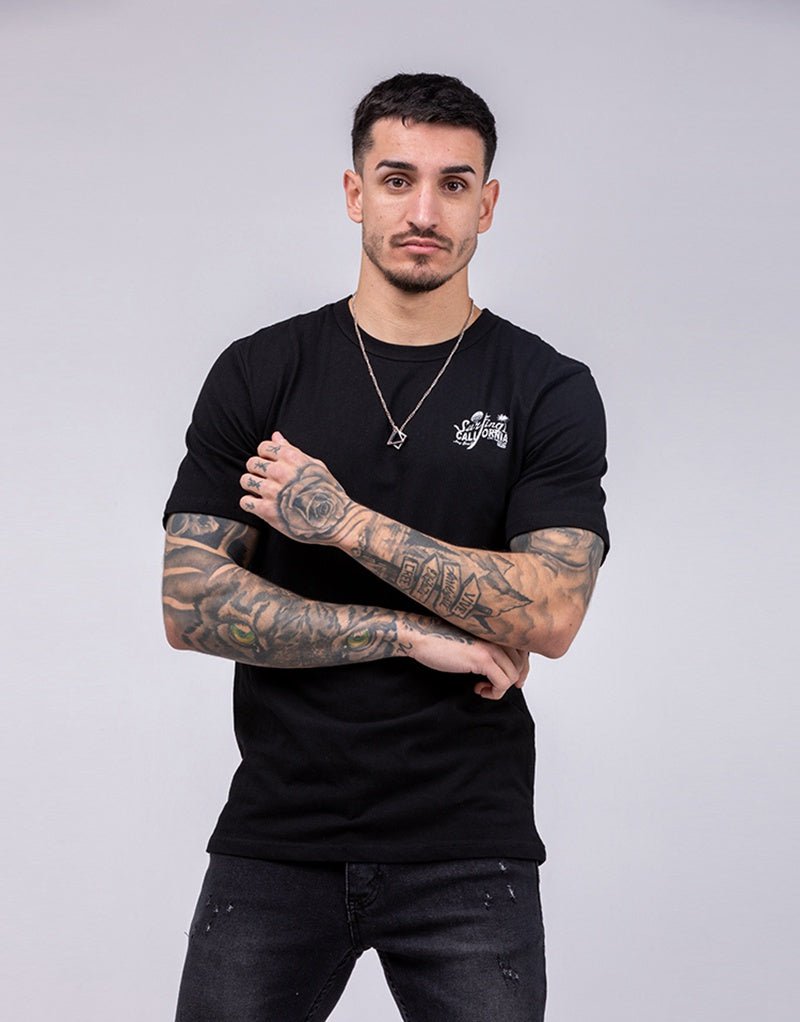 Camiseta vintage de surf con calavera CaliforniaCamisetas manga cortaNegroS