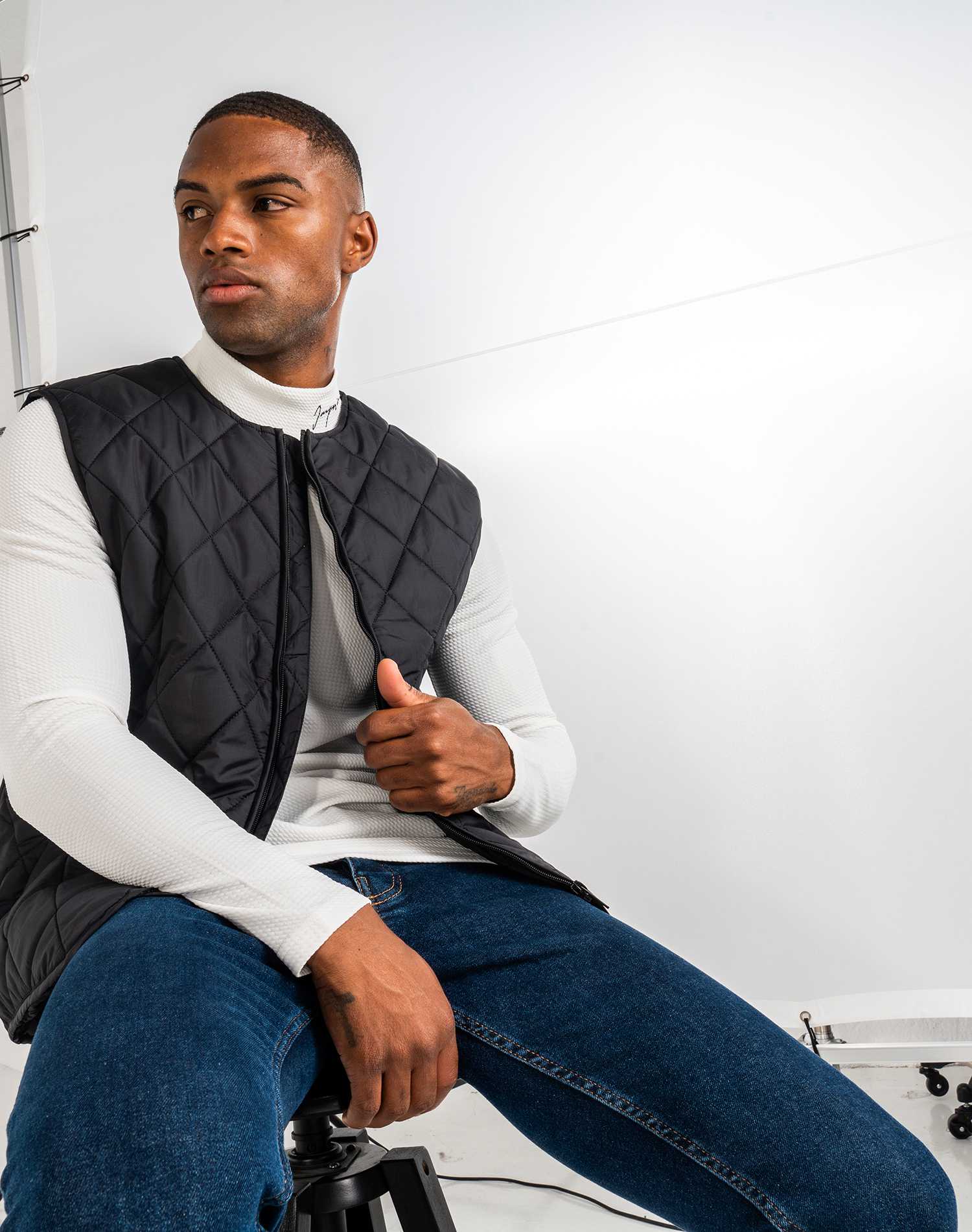 Chaleco Acolchado Chaleco De Mezclilla Negro Chaleco Acolchado Con