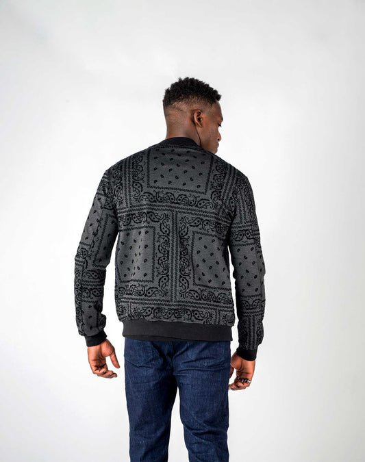 Chaqueta bomber de hombre jacquard flocado de cachemir/bandanaAbrigos / ChaquetasGrisS