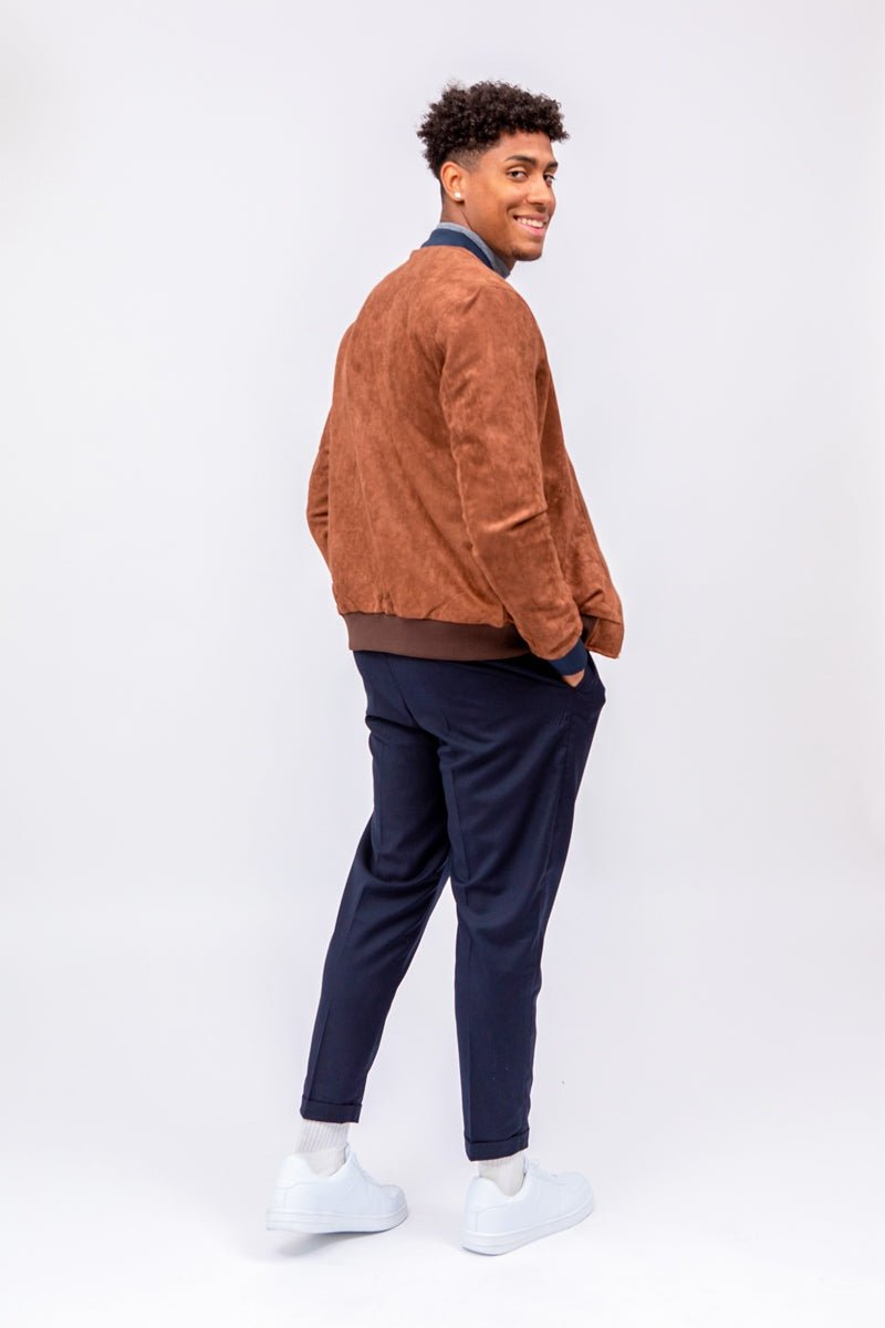 Chaqueta de ante camel con bordes contrasteAbrigos / ChaquetasCamelS