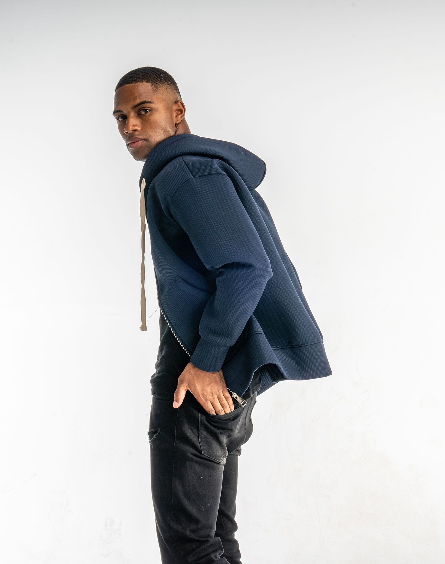 Chaqueta neopreno oversize de cuadros para hombresAbrigos / ChaquetasAzulS