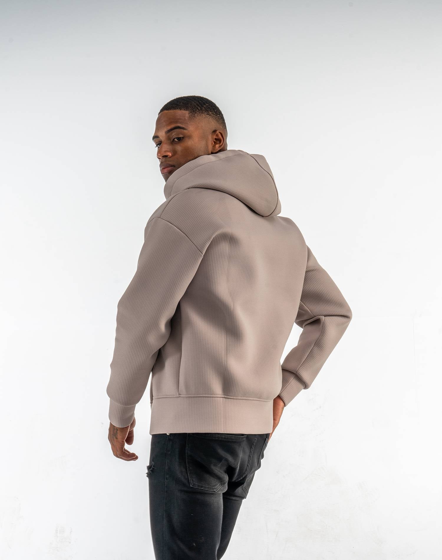 Chaqueta neopreno oversize de cuadros para hombresAbrigos / ChaquetasBeisS