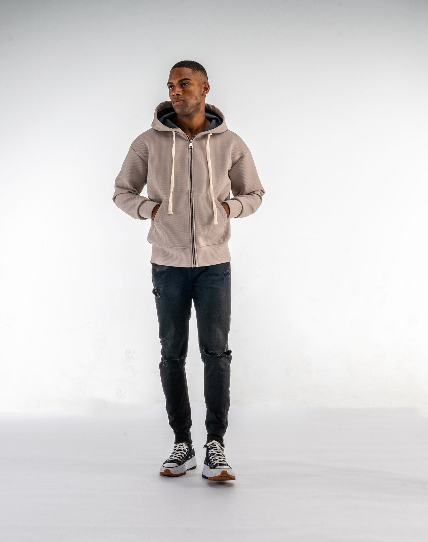 Chaqueta neopreno oversize de cuadros para hombresAbrigos / ChaquetasBeisS