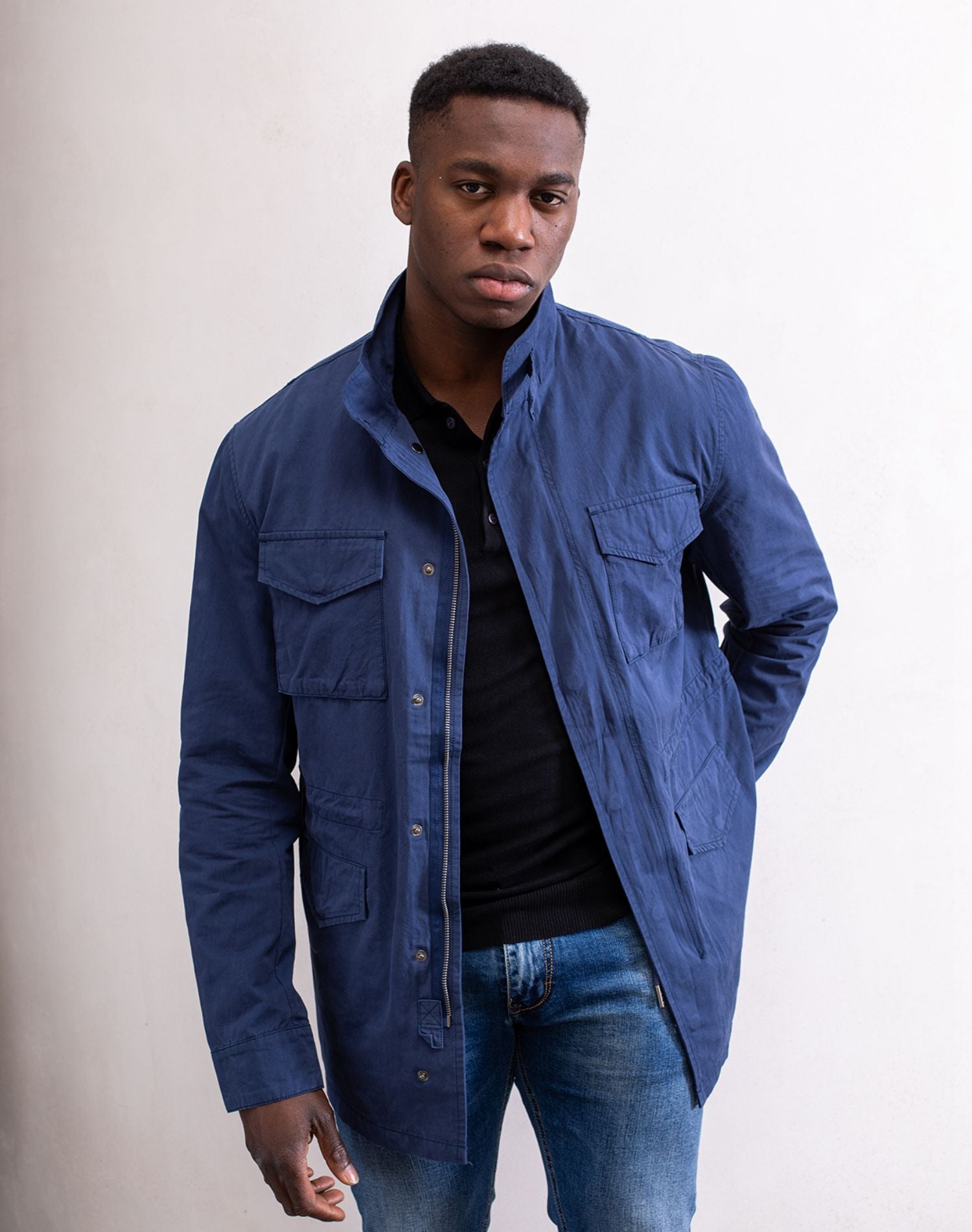 Chaqueta sahariana para hombres azulAbrigos / ChaquetasAzul marinoM