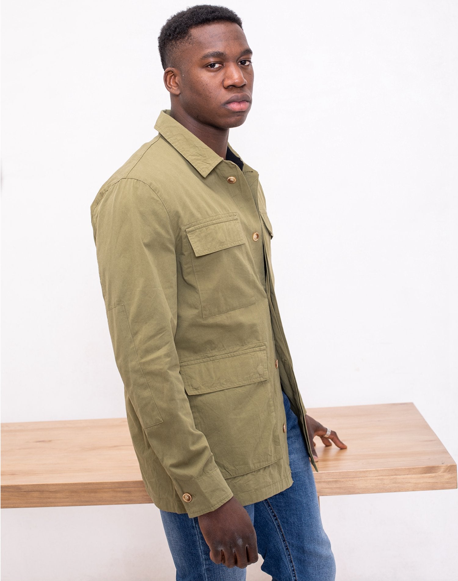 Chaqueta sahariana para hombresAbrigos / ChaquetasVerde militarM