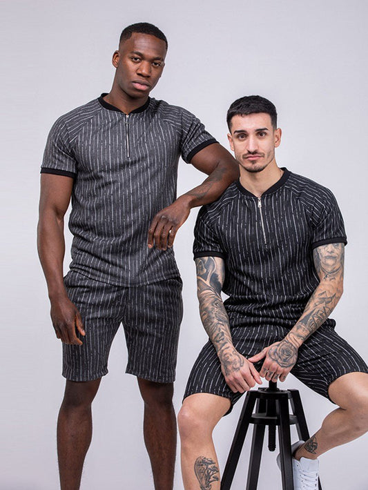 Conjunto de polo y bermuda de rayasConjuntosGrisS