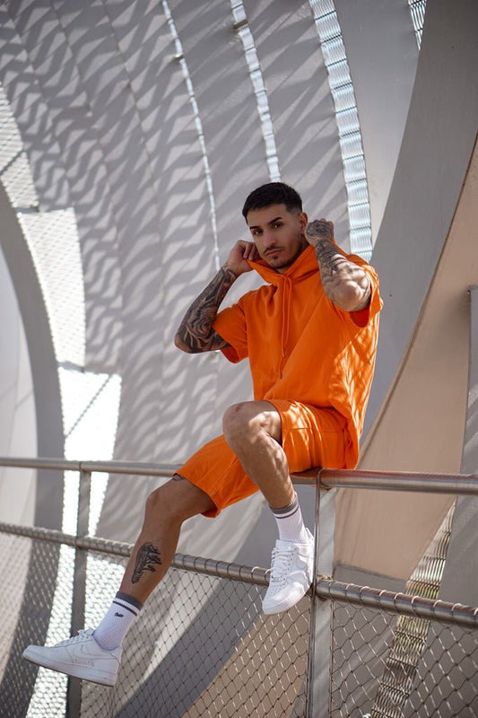 Conjunto de sudadera manga corta con bermudaConjuntosNaranjaS