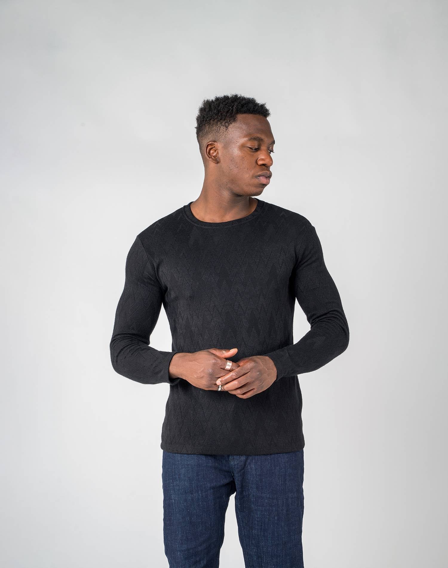 Jersey de viscosa con forma de VJerseisNegroS