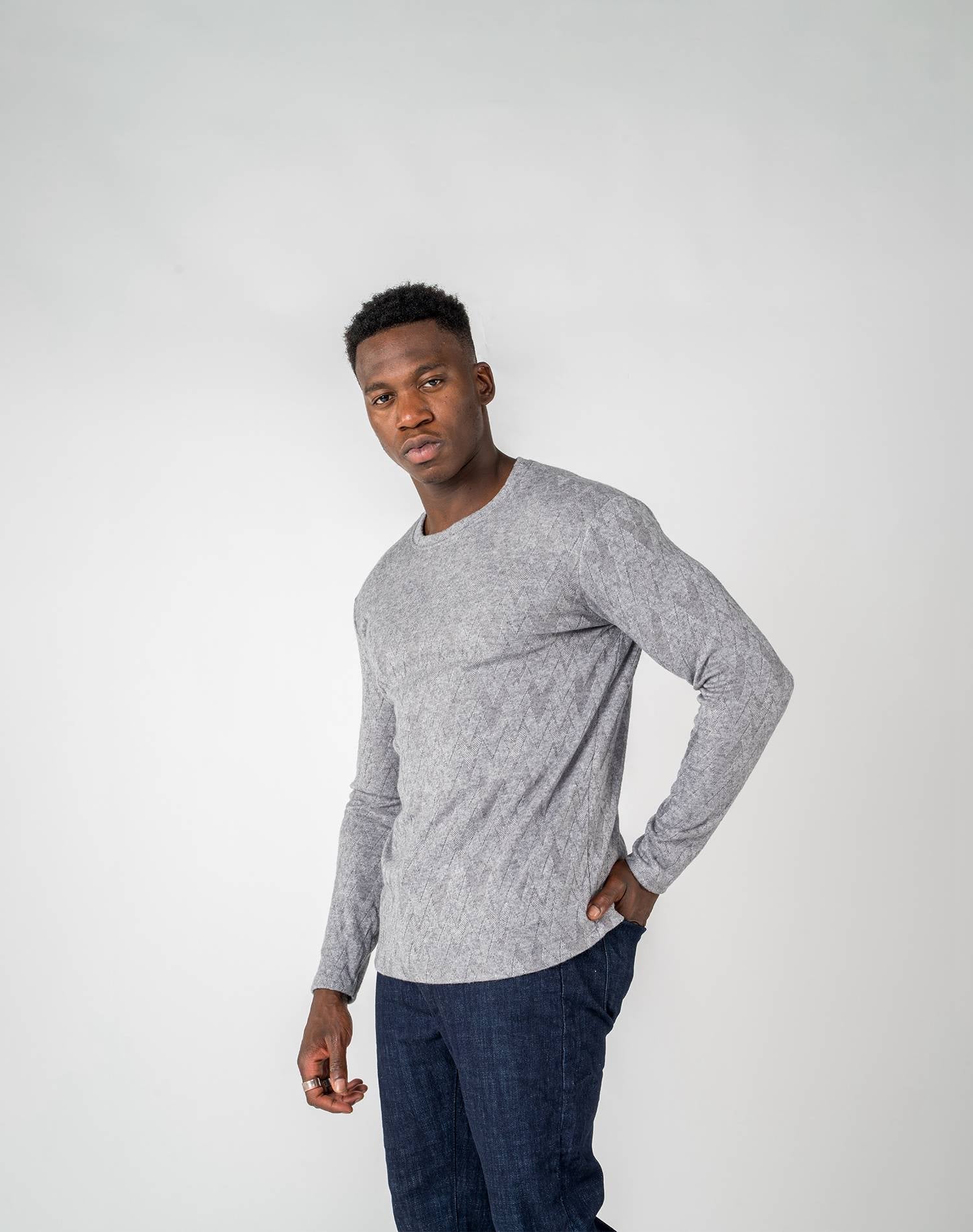Jersey de viscosa con forma de VJerseisGrisS