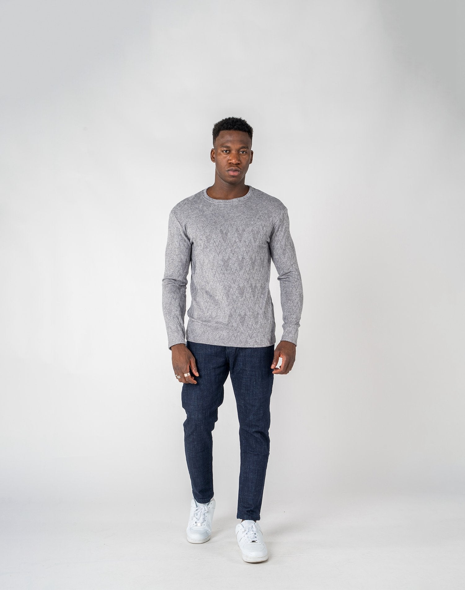 Jersey de viscosa con forma de VJerseisGrisS