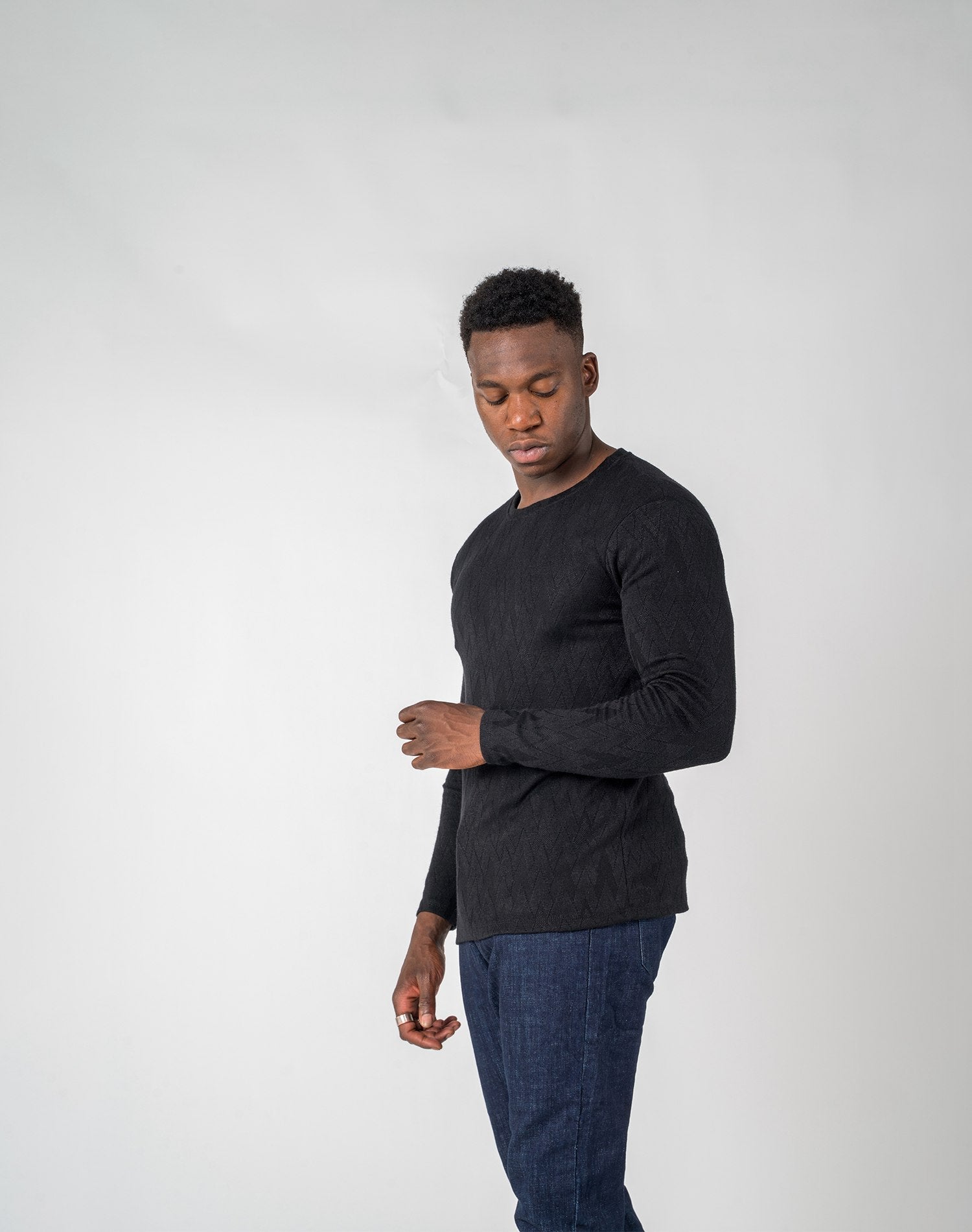 Jersey de viscosa con forma de VJerseisNegroS