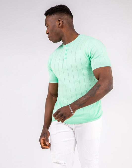 Polo de punto cuello mao con botones verde aguaPolosVerde aguaS