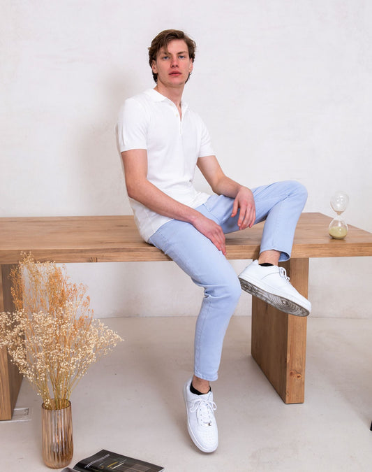 Polo en punto fino blancoPolosBlancoS