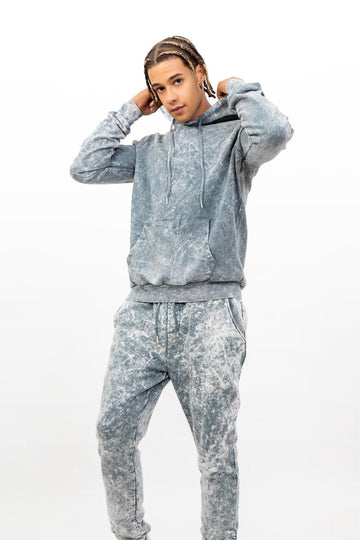 Sudadera con capucha gris/verde lavado piedraSudaderasGrisS