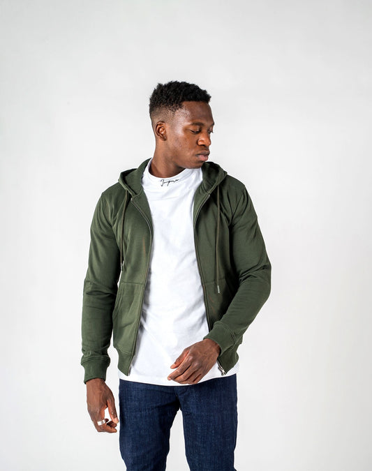 Sudadera de cremallera con capuchaSudaderasVerde militarS