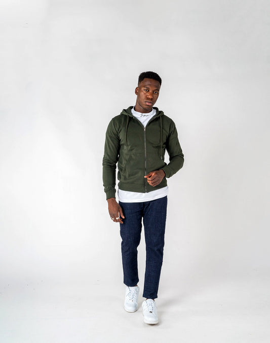 Sudadera de cremallera con capuchaSudaderasVerde militarS