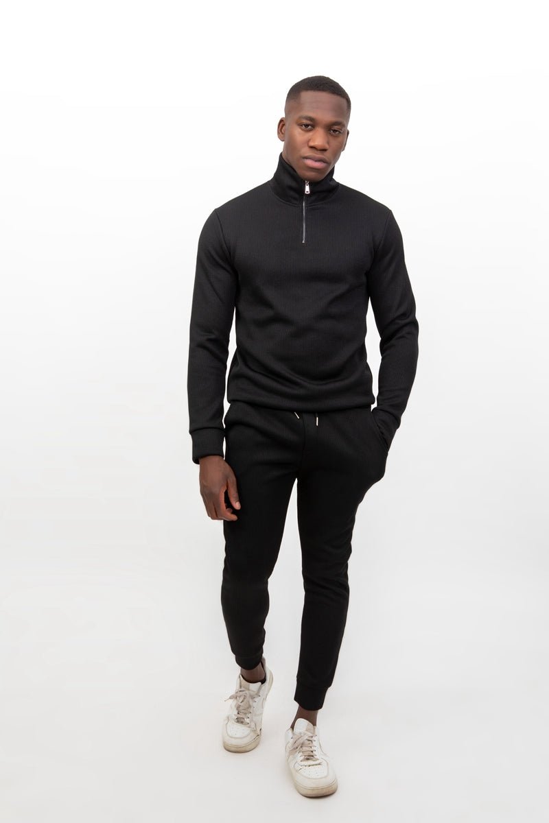 Sudadera negra cuello zipSudaderasNegroS