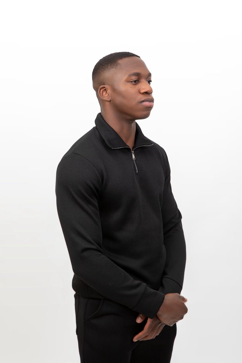 Sudadera negra cuello zipSudaderasNegroS