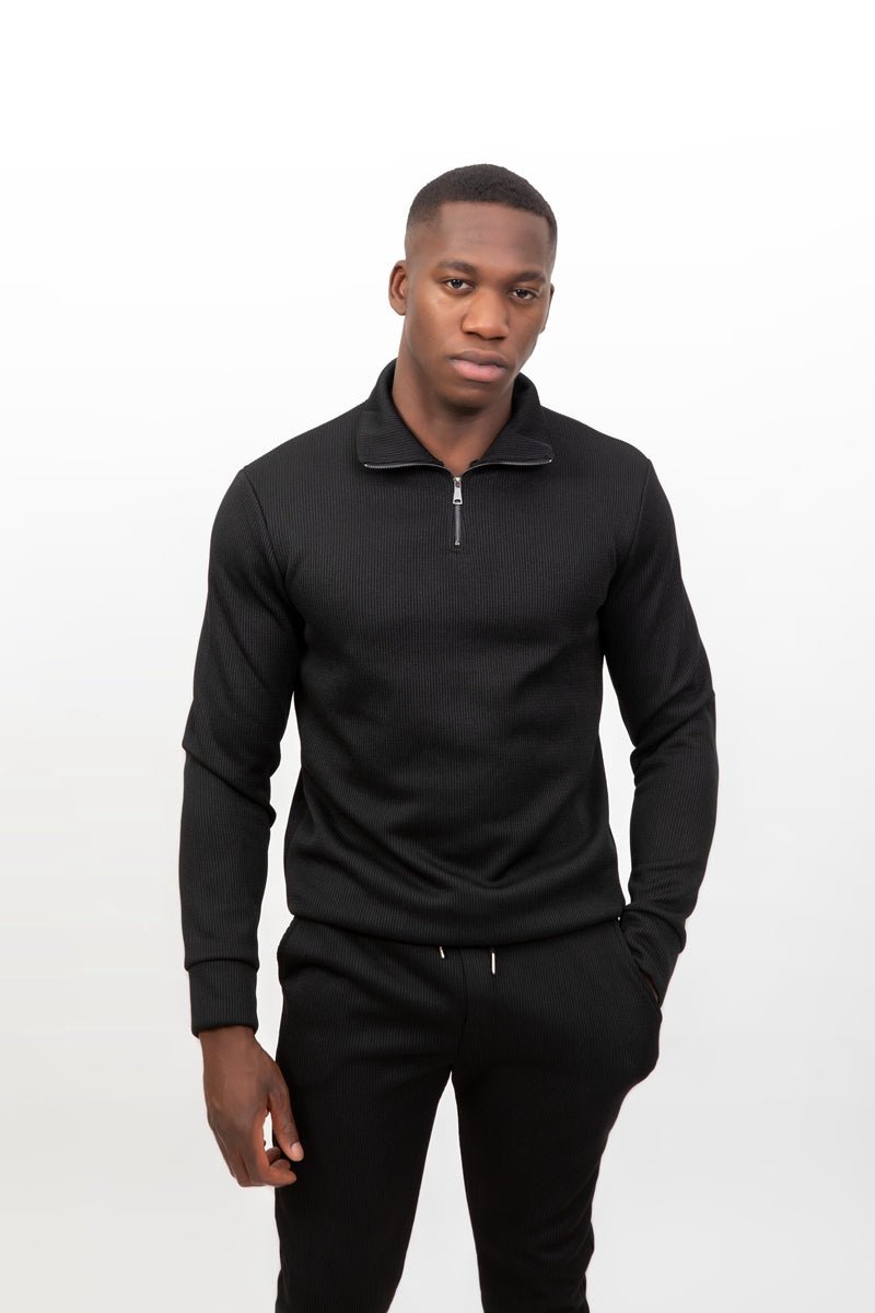 Sudadera negra cuello zipSudaderasNegroS